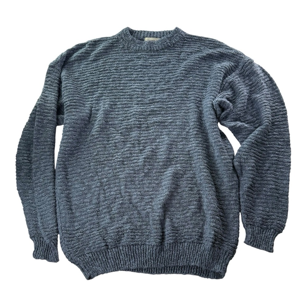 Fierte S.R.L. Men's XL Blue Gray Textured Knit Sweater Made in Italy